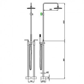 Shower Tap Contemporary Handshower Included / Floor Standing Brass Chrome