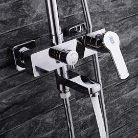 Contemporary Chrome Brass Shower Tap with Air Injection Technology Shower Head