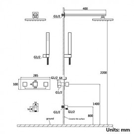 Contemporary Shower Tap with 8 inch Shower head + Hand Shower