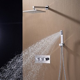 Contemporary Chrome Brass Shower Tap with Air Injection Technology Shower Head