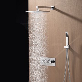 Contemporary Chrome Brass Shower Tap with Air Injection Technology Shower Head