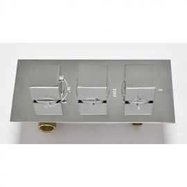 3 Square Handle Thermostatic Mixer Valve Chrome Brass 8 Inch Shower Tap Rainfall Shower With 3 Pcs Body Jets