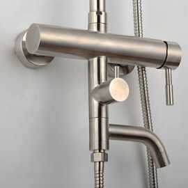 304 Stainless Steel Bathroom Shower Set Tap Mixer Tap 8 Inch Round Rainfall