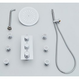 Shower Tap Contemporary Thermostatic / Handshower Included / Rain Shower / Sidespray Brass Chrome