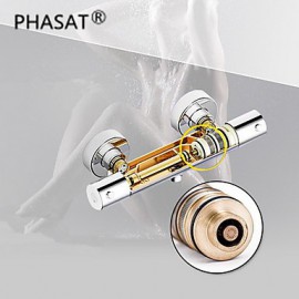 Contemporary Chrome Brass Thermostatic Shower Tap with Shower Head