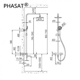 Contemporary Chrome Brass Thermostatic Shower Tap with Shower Head