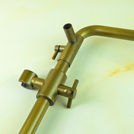 Antique Brass Shower Tap with 8 inch Shower Head + Hand Shower