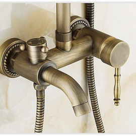 8 Inch Antique Brass In Wall Shower Set with Shower Head and Hand Shower