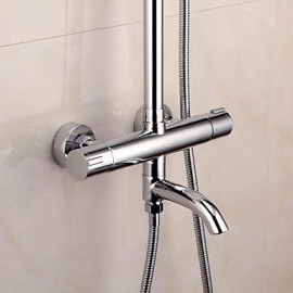 Contemporary Thermostatic Mixer Shower Tap with 8 inch Shower Head + Hand Shower