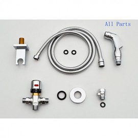 Bathroom/Toilet Chrome Shattaf Bidet Sprayer Gun, With Wall Mounted Thermostatic Tap Valve And 150 cm Hose