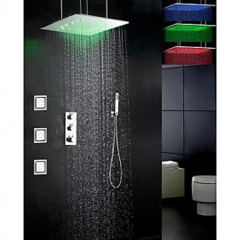 Shower Tap Contemporary LED / Thermostatic / Rain Shower / Sidespray / Handshower Included Brass Chrome