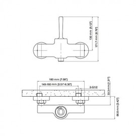 Shower Tap Centerset with Chrome Single Handle Two Holes