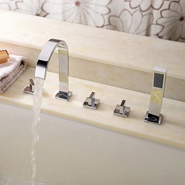 Bathtub Tap - Contemporary - Sidespray / Handshower Included - Brass (Chrome)