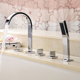 Bathtub Tap - Contemporary - Sidespray / Handshower Included - Brass (Chrome)