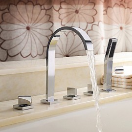 Bathtub Tap - Contemporary - Sidespray / Handshower Included - Brass (Chrome)