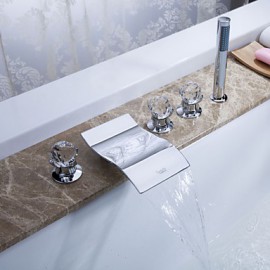 Bathtub Tap - Contemporary - Waterfall / Sidespray / Handshower Included - Brass (Chrome)