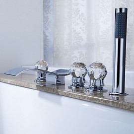 Bathtub Tap - Contemporary - Waterfall / Sidespray / Handshower Included - Brass (Chrome)