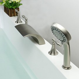 Bathtub Tap - Contemporary - Waterfall / Handshower Included - Brass (Nickel Brushed)