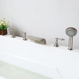 Bathtub Tap - Contemporary - Waterfall / Handshower Included - Brass (Nickel Brushed)