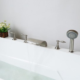 Bathtub Tap - Contemporary - Waterfall / Handshower Included - Brass (Nickel Brushed)