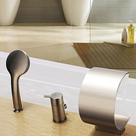 Bathtub Tap - Contemporary - Waterfall / Handshower Included - Brass (Nickel Brushed)