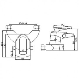 Contemporary Wall Mount Brass Tub Tap