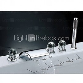 Bathtub Tap - Contemporary - Waterfall / Sidespray / Handshower Included - Brass (Chrome)