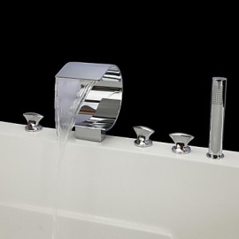 Bathtub Tap - Contemporary - Waterfall / Handshower Included - Brass (Chrome)