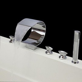 Bathtub Tap - Contemporary - Waterfall / Handshower Included - Brass (Chrome)