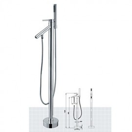 Bathtub Tap - Contemporary - Handshower Included / Floor Standing - Brass (Chrome)