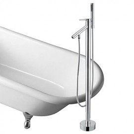 Bathtub Tap - Contemporary - Handshower Included / Floor Standing - Brass (Chrome)