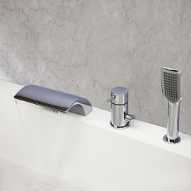 Bathtub Tap - Contemporary - Waterfall / Handshower Included - Brass (Chrome)