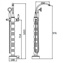 Bathtub Tap - Contemporary - Floor Standing - Brass (Chrome)