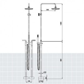 Bathtub Tap - Contemporary - Floor Standing - Brass (Chrome)