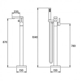 Bathtub Tap - Contemporary - Floor Standing - Brass (Chrome)