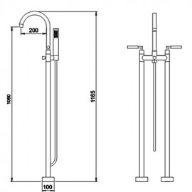 Bathtub Tap - Contemporary - Floor Standing - Brass (Chrome)