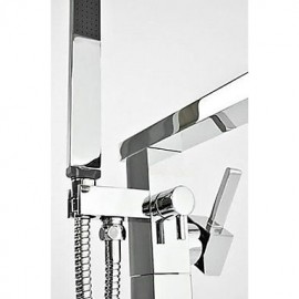 Floor Standing Bathtub Tap With Hand Shower Chrome Single Handle Tap