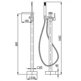 Shower Tap / Bathtub Tap - Contemporary - Handshower Included / Floor Standing - Brass (Chrome)