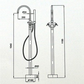 Bathtub Tap - Contemporary - Floor Standing - Brass (Chrome)