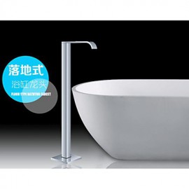 Free Standing Square Bathtub Tap Floor Mounted Tub Filler Mixer Tap No Spray