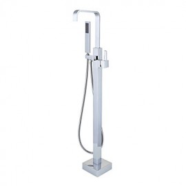 Solid Brass Floor Standing Tub Shower Tap with Hand Shower - Chrome Finish