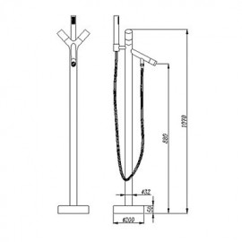 Revolvable Floor Standing Tub Tap with Hand Shower - Chrome Finish