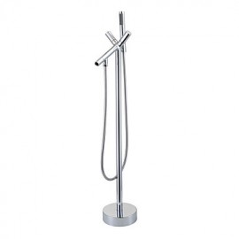 Revolvable Floor Standing Tub Tap with Hand Shower - Chrome Finish