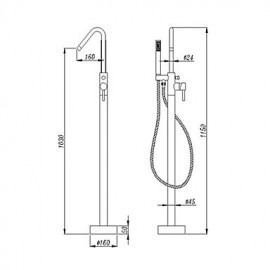 Bathtub Tap - Contemporary - Handshower Included / Floor Standing - Brass (Chrome)