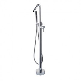 Bathtub Tap - Contemporary - Handshower Included / Floor Standing - Brass (Chrome)