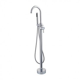 Bathtub Tap - Contemporary - Handshower Included / Floor Standing - Brass (Chrome)