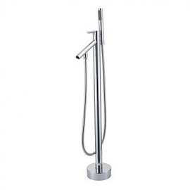 Bathtub Tap - Contemporary - Handshower Included / Floor Standing - Brass (Chrome)