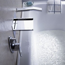 LED Waterfall Tub Tap with Pull-out Hand Shower (Wall Mount)