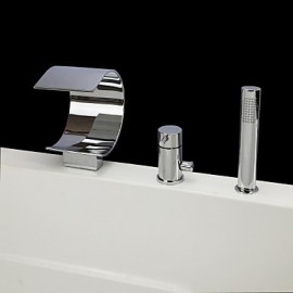 Bathtub Tap - Contemporary - Waterfall / Handshower Included - Brass (Chrome)