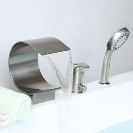 Bathtub Tap - Contemporary - Waterfall / Handshower Included - Brass (Nickel Brushed)